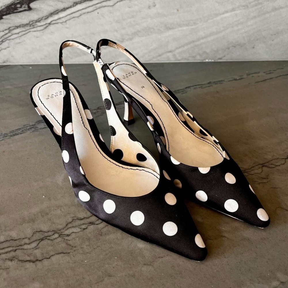 Zara Polka Dot Slingback Heels